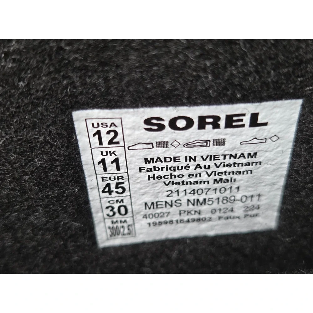 Sorel 1964 Pac Nylon Winter Snow Boots Mens 12 Black Waterproof Insulated NEW